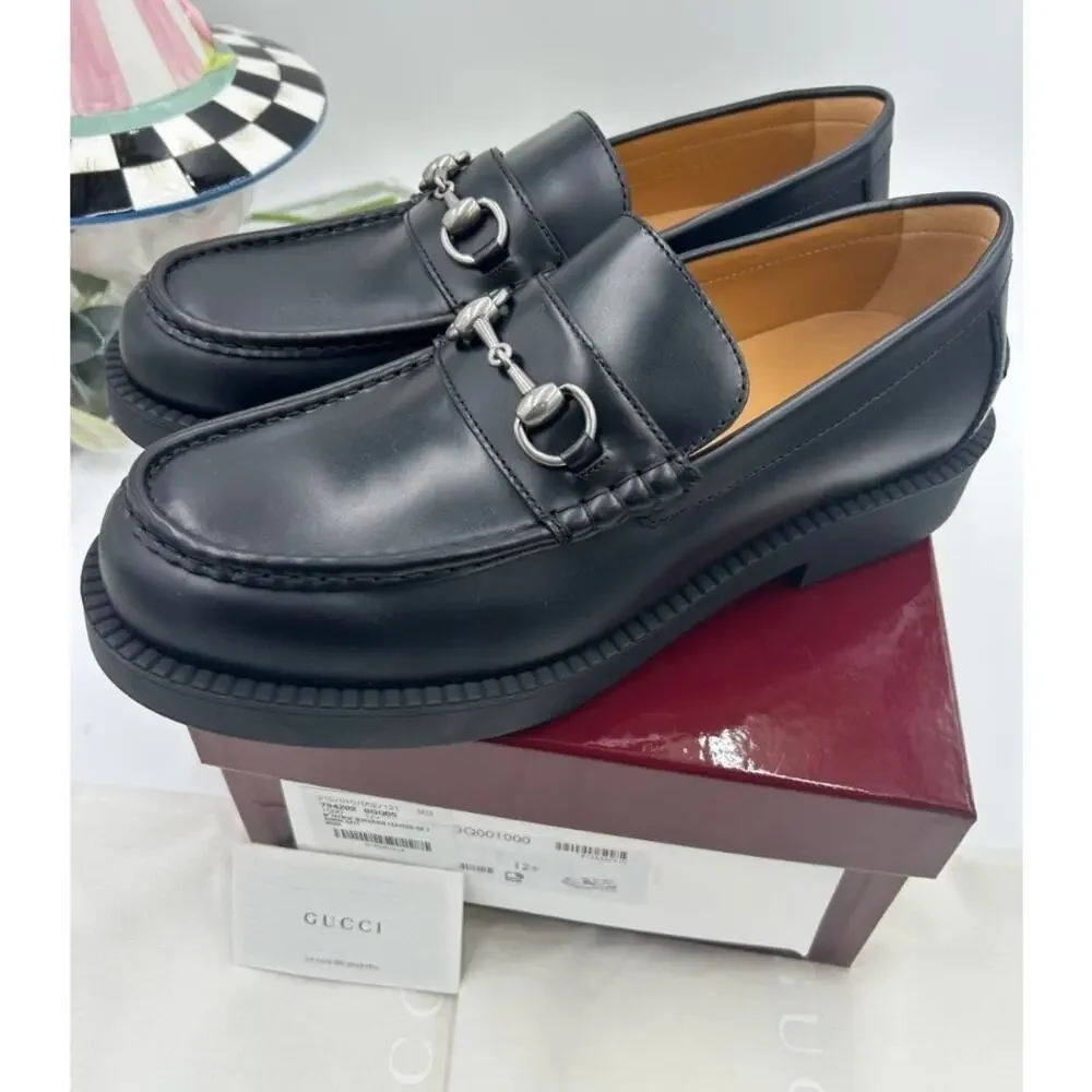 Men's Gucci Leather horse bit loafers size 12.5 fits 13 US made in Italy
